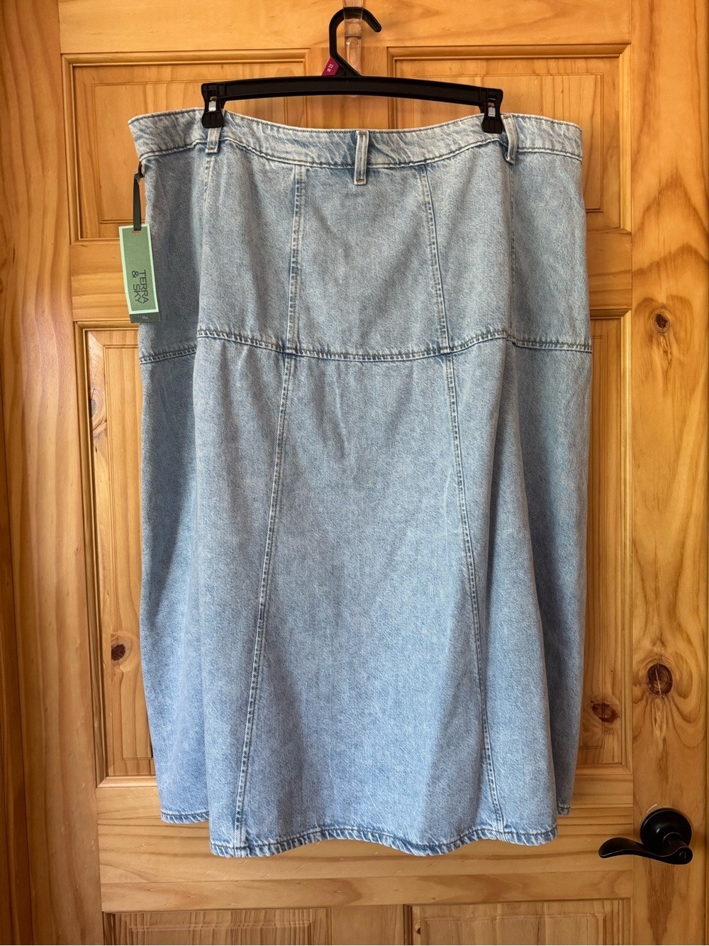 Terra & Sky Faded Blue Button-Front Denim Midi Skirt size 20W - Picture 10 of 10